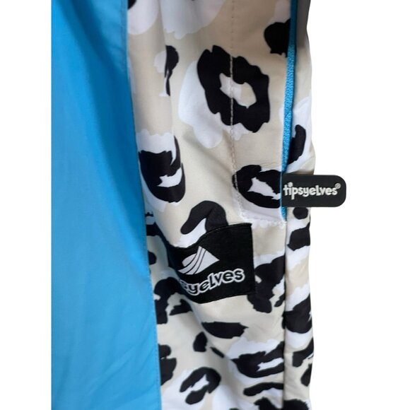 Tipsy Elves Ski Snow Suit Womens Size Small S Snow Leopard Pink Blue Faux Fur - Picture 5 of 10